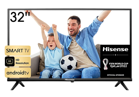 32" LED SMART Телевизор Hisense 32A4HA, 1366x768 HD, Android TV, Чёрный
