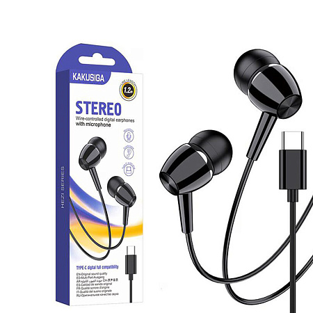 Ksiga Earphones Type-C with Mic Jiaxuan KSC-1296, Black