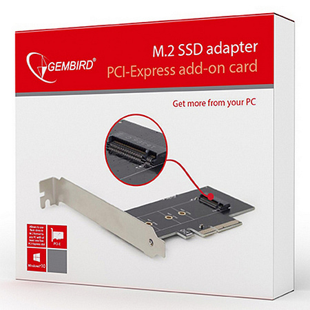 PCI-Express to M.2, Gembird "PEX-M2-01", NVM Express, 2280, 2260, 2242, Bootable from UEFI v2.3.1