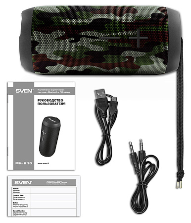 Speakers SVEN "PS-210" 12w(2*6), Camouflage, Bluetooth, TWS, IPx6,microSD,FM,AUX, USB, Mic,1500mA Speakers SVEN "PS-210" 12w(2*6), Camouflage, Bluetooth, TWS, IPx6,microSD,FM,AUX, USB, Mic,1500mA