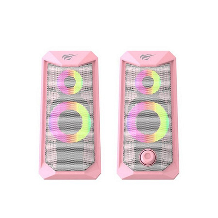 Gaming Speakers Havit SK202, 2x2.5" drivers, 2x3W RMS, 4Ohm, 3.5mm+USB, RGB, Pink 