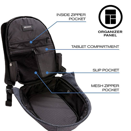 Backpack Bobby Cathy, anti-theft, P705.215 for Tablet 9.7" & City Bags, Grey Blue Backpack Bobby Cathy, anti-theft, P705.215 for Tablet 9.7" & City Bags, Grey Blue