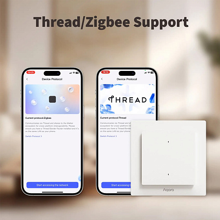 Aqara Zigbee/ Thread Light Switch H2 EU ( 2 Buttons, 1 Channels), White