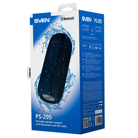 Speakers SVEN "PS-295" 20w, Blue, Waterproof (IPx6), TWS, Bluetooth, FM, USB, microSD, 3000mA*h Speakers SVEN "PS-295" 20w, Blue, Waterproof (IPx6), TWS, Bluetooth, FM, USB, microSD, 3000mA*h