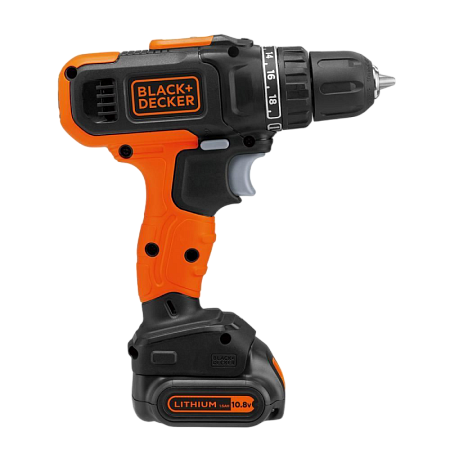 Drill/Driver Black+Decker (BCD7122CK-RU) 10.8V Li-Ion 2x1.5 Ah + Kitbox, 2 Speed 0-1400 rpm, LED, 26