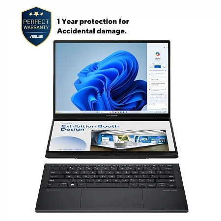 Ноутбук 14" ASUS Zenbook DUO OLED UX8406CA, Inkwell Gray, Intel Core Ultra 9 285H, 32Гб/2048Гб, Windows 11 Home