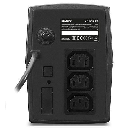UPS SVEN UP-B1000, 1000VA/510W, Line Interactive, AVR, LED, 3*IEC(C13) sockets