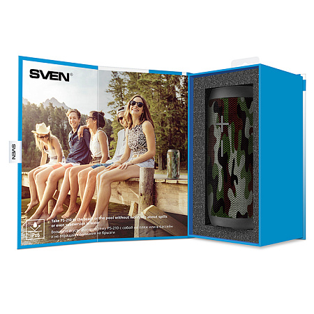 Speakers SVEN "PS-210" 12w(2*6), Camouflage, Bluetooth, TWS, IPx6,microSD,FM,AUX, USB, Mic,1500mA Speakers SVEN "PS-210" 12w(2*6), Camouflage, Bluetooth, TWS, IPx6,microSD,FM,AUX, USB, Mic,1500mA
