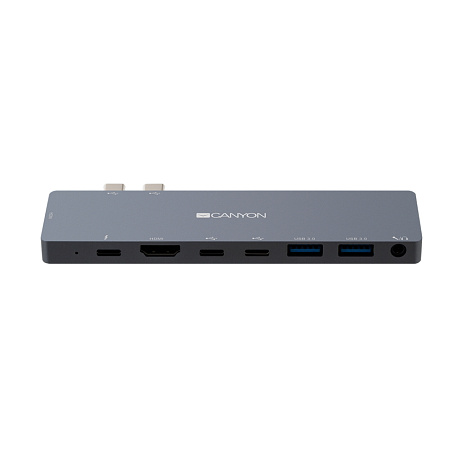 Docking Station Canyon DS-8 for MacBook, 8-in-1, 3xUSB-C, 2xUSB3.0, 2xHDMI, 3.5mm, PD 87W, Aluminum