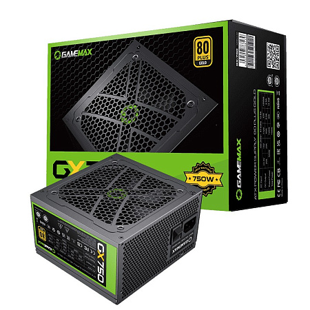 Power Supply ATX 750W GAMEMAX GX-750, 80+ Gold, 120mm, Active PFC, LLC+DC/DC, Temperature control fa Power Supply ATX 750W GAMEMAX GX-750, 80+ Gold, 120mm, Active PFC, LLC+DC/DC, Temperature control fa
