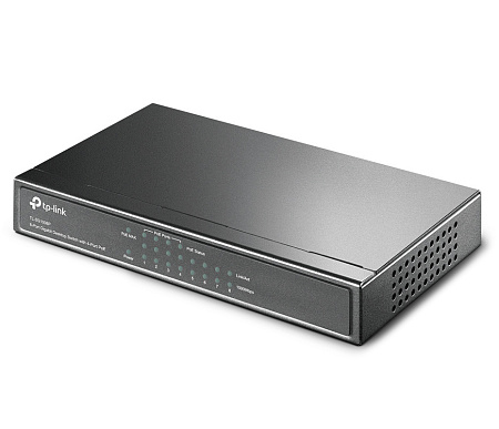 .8-port 10/100/1000Mbps  PoE Switch TP-LINK "TL-SG1008P", with 4-Port PoE, steel case, 64W Budget