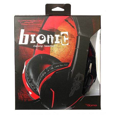 Игровая Гарнитура QUMO Bionic, Проводной аналоговый, Чёрный/Красный 