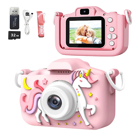 Digital Kids Camera Unicorn with microSD, Pink