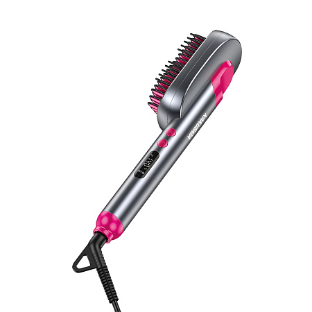 Hair Straightener Brush Multifunctional Comb with Digital LED Display KSC-1555, Grey
