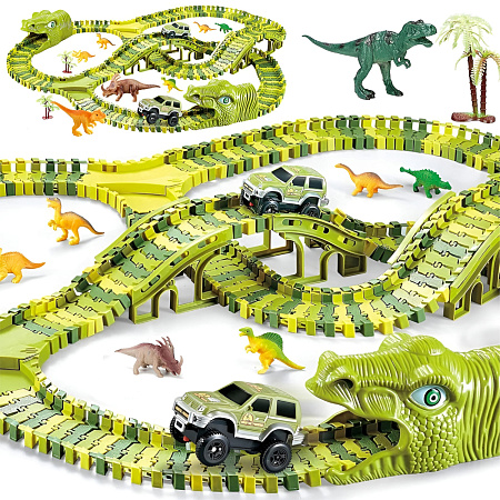 Dinosaur Flexible Track Toy Set with Electric Car (XC256A)