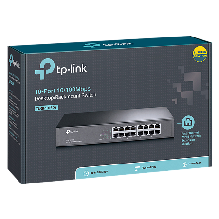 16-port 10/100Mbps Desktop Switch  TP-LINK " TL-SF1016DS", 13" Rack Mount, Metal Case