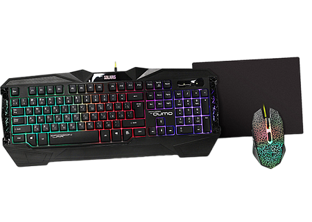 Клавиатура, мышь и коврик для мыши QUMO Solaris, Проводное, Чёрный Клавиатура, мышь и коврик для мыши QUMO Solaris, Проводное, Чёрный