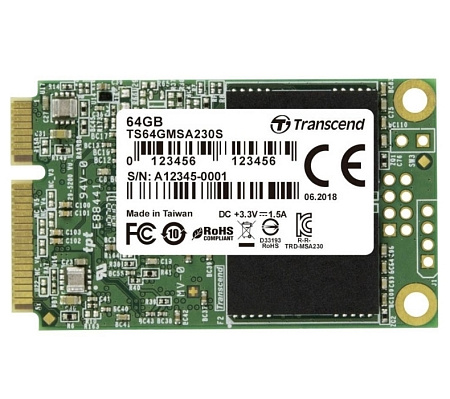 .mSATA SSD  256GB Transcend  "TS256GMSA230S" [R/W:550/400MB/s, 55/70K IOPS, SM2258H, 3D TLC]