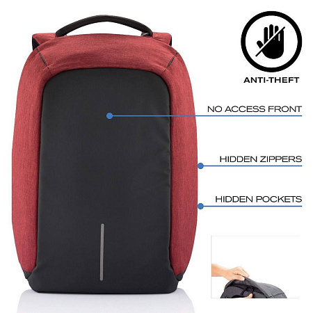 15.6" Bobby anti-theft backpack, Red, P705.544