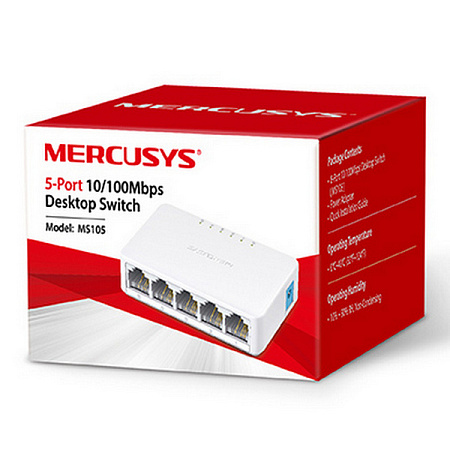 .5-port 10/100Mbps Desktop Switch  MERCUSYS "MS105", Plastic Case