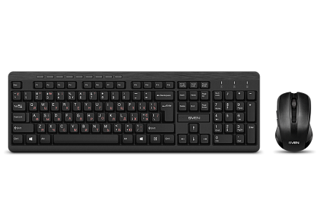 Wireless Keyboard & Mouse SVEN KB-C3400W, Multimedia, Splash proof, 1600 dpi, 6 buttons, Ambidextrou