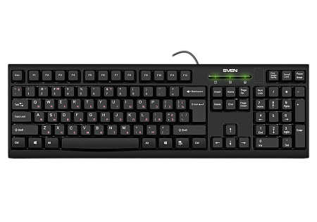 Keyboard SVEN KB-S300, Classic layoutt, Splash proof, 1.5m, USB, EN/RU, Black