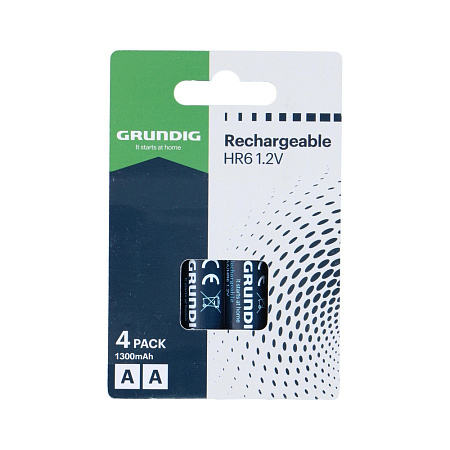GRUNDIG Rechargeable Battery AA/LR6 1300mAh 1.2V 4pcs Pack Shrink