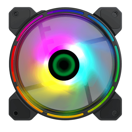 PC Case Fan GAMEMAX FN-12Rainbow-D, 120mm, <25dB, 36CFM, 1100RPM, Hydraulic bearing, Rainbow Ring