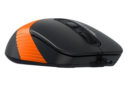 Mouse A4Tech FM10, 800-1600 dpi, 4 buttons, 108g, Ambidextrous, 4-Way Wheel, 1.5m, USB, Black/Orange