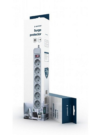 Surge  Protector Gembird SPG6-B-10C, 6 Sockets, 3.0m, up to 250V AC, 16 A, Grey