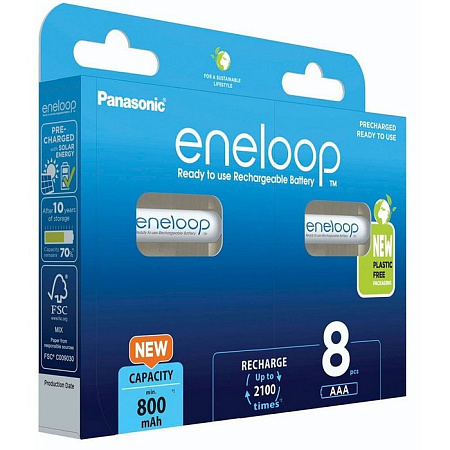  AAA  Eneloop 800mAh, Blister*8, Panasonic, BK-4MCDE/8BE