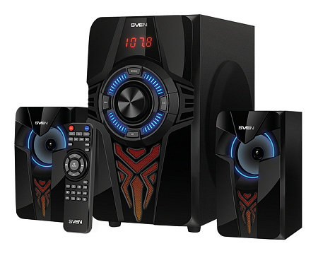 Speakers SVEN "MS-2070" SD-card, USB, FM, remote control, Bluetooth, Black, 60w/30w + 2x15w/2.1