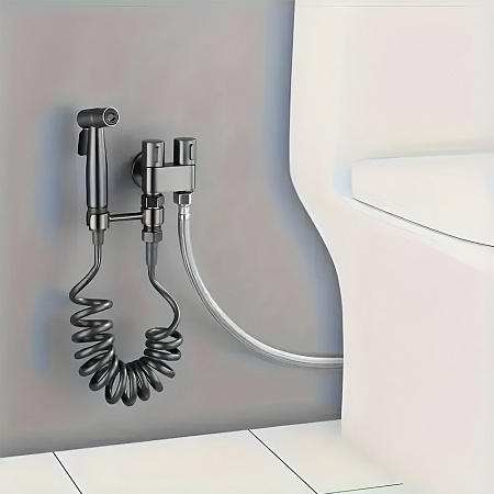 Hygienic Shower (watering can, hose, tee, bracket) 2 Meters, Black