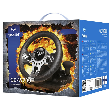 Wheel  SVEN GC-W700, 10", 180 degree, Pedals, Tiptronic, 2-axis, 12 buttons, Vibration feedback, USB