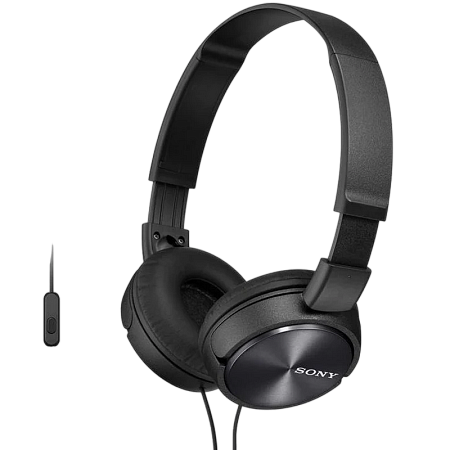 Headphones  SONY  MDR-ZX310APB, Mic on cable,  4pin 3.5mm jack L-shaped, Cable: 1.2m, Black