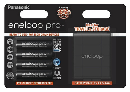  AA  Eneloop PRO 2500mAh, Blister*4, Panasonic with Batterybox, BK-3HCDEC4BE