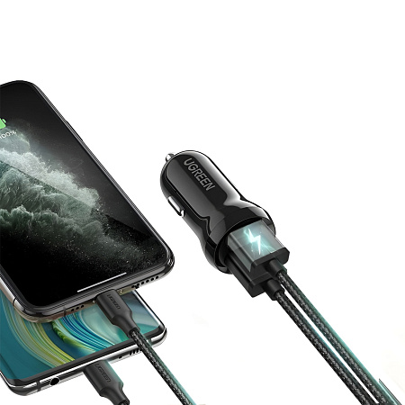 UGREEN Car Charger 2*USB 24W 4.8A, Black