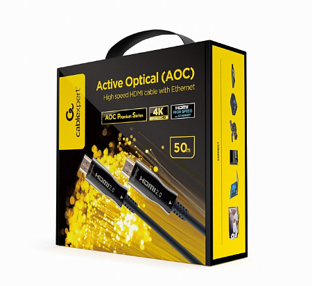 Cable HDMI to HDMI Active Optical 50.0m Cablexpert, 4K UHD at 60Hz, CCBP-HDMI-AOC-50M-02