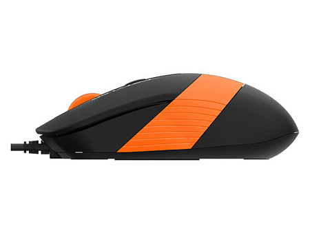 Mouse A4Tech FM10, 800-1600 dpi, 4 buttons, 108g, Ambidextrous, 4-Way Wheel, 1.5m, USB, Black/Orange