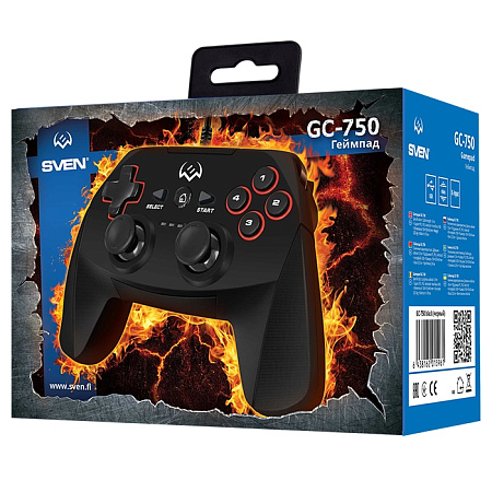 Gamepad SVEN GC-750, 4 axes, D-Pad, 2 mini joysticks, 11 buttons, Vibration feedback, Soft-touch coa