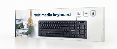 Keyboard Gembird KB-MCH-04, Slimline, Silent, 12 FN keys, Chocolate type, 1.4m, USB, EN/RU, Black
