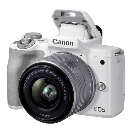 Беззеркальный фотоаппарат Canon EOS M50 Mark II, White + EF-M 15-45 IS, Белый