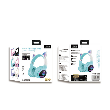 Musen Wireless Kids Headphones on ear LK-032 Princess (Cat Ears), Pink Musen Wireless Kids Headphones on ear LK-032 Princess (Cat Ears), Pink