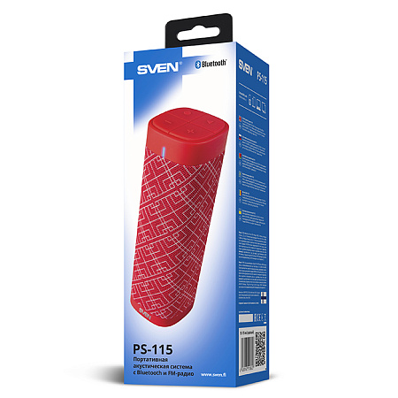 Speakers SVEN "PS-115" 10w, TWS, Red, Bluetooth, microSD, FM, AUX, Mic, 1800mA Speakers SVEN "PS-115" 10w, TWS, Red, Bluetooth, microSD, FM, AUX, Mic, 1800mA