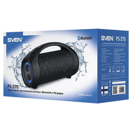 Speakers SVEN "PS-370" 40W, Waterproof (IPx5), TWS, Bluetooth, FM, USB, microSD, 2x3600mA*h