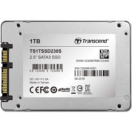 2.5" SATA SSD 1.0TB  Transcend "SSD230" [R/W:560/520MB/s, 85/85K IOPS, SM2258, 3D NAND TLC]