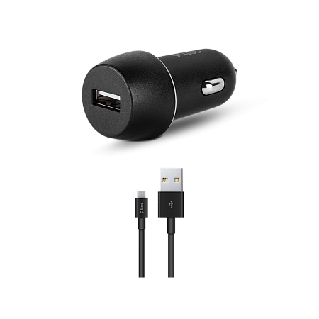 ttec Car Charger USB-A 2.1A with Micro-USB Cable, Black