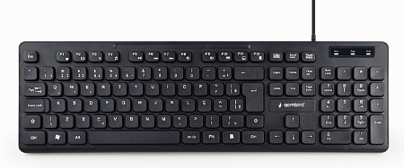 Keyboard Gembird KB-MCH-04, Slimline, Silent, 12 FN keys, Chocolate type, 1.4m, USB, EN/RU, Black