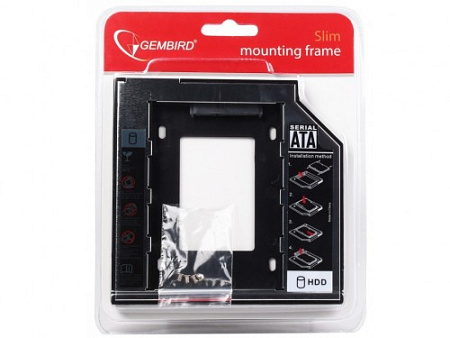 Gembird MF-95-01, Slim mounting frame for 2.5'' drive to 5.25'' bay, for drive up to 9.5 mm,процессоры ,оперативная память, ssd, M2, hdd, кейсы