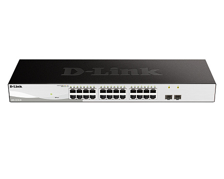 24-port 10/100/1000BASE-T, D-Link DGS-1210-26/F1A, 2 SFP